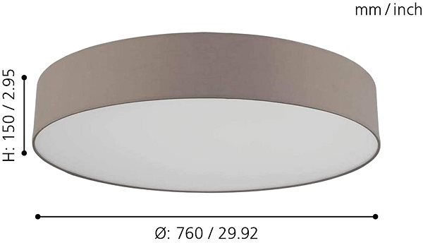 Ceiling Light Eglo 98667 - LED RGB Dimmable Ceiling Light ROMAO-C LED/42W/230V  + DO Technical draft