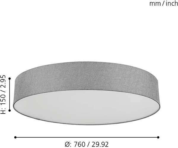 Ceiling Light Eglo 98669 - LED RGB Dimmable Ceiling Light ROMAO-C LED/42W/230V + Remote Control Technical draft