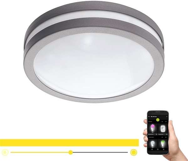 Ceiling Light Eglo 97299 - LED Dimmable Bathroom Ceiling Light LOCANA-C LED/14W Grey IP44 Features/technology