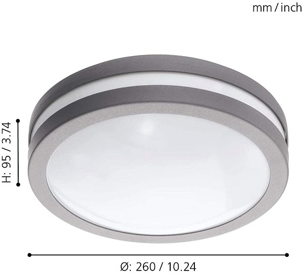 Ceiling Light Eglo 97299 - LED Dimmable Bathroom Ceiling Light LOCANA-C LED/14W Grey IP44 Technical draft
