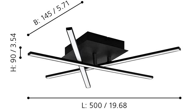 Ceiling Light Eglo 99315 - LED Ceiling Light - LASANA, LED/3.5W/230V Technical draft
