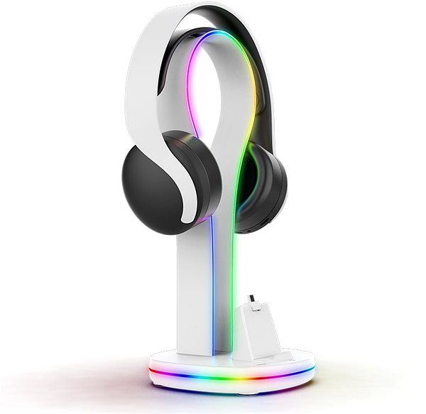 Ständer für Spielkonsole iPega P5P23 Wiederaufladbarer RGB-Ständer für Playstation Portal Remote Player mit Kopfhörerhalterung White ...