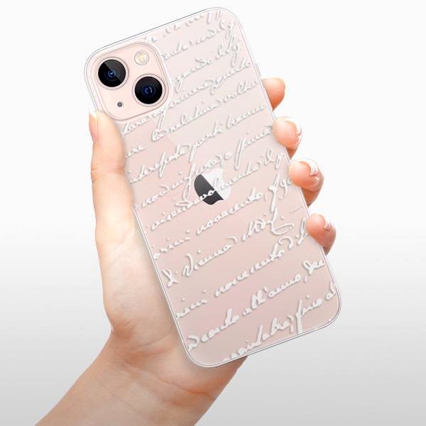 Kryt na mobil iSaprio Handwriting 01 - white pro iPhone 13 ...