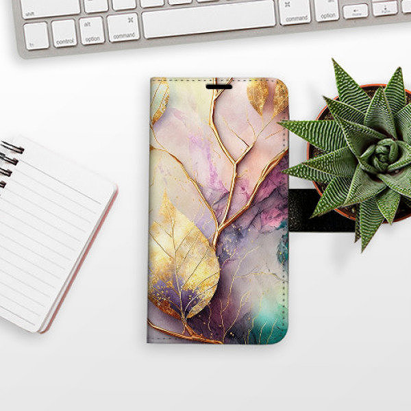 Pouzdro na mobil iSaprio Flip pouzdro Gold Leaves 02 pro iPhone 16 ...