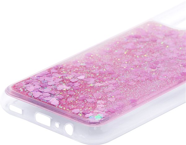 Telefon tok iWill Glitter Liquid Heart Samsung Galaxy A02s rózsaszín tok ...