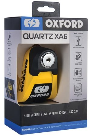 Zámok na motorku OXFORD Zámok kotúčovej brzdy Quartz Alarm XA6 ...