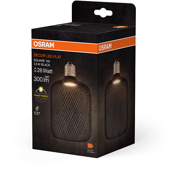 Ceiling light OSRAM LED ceiling light 3.5W E27 SQUARE BLACK, warm white .