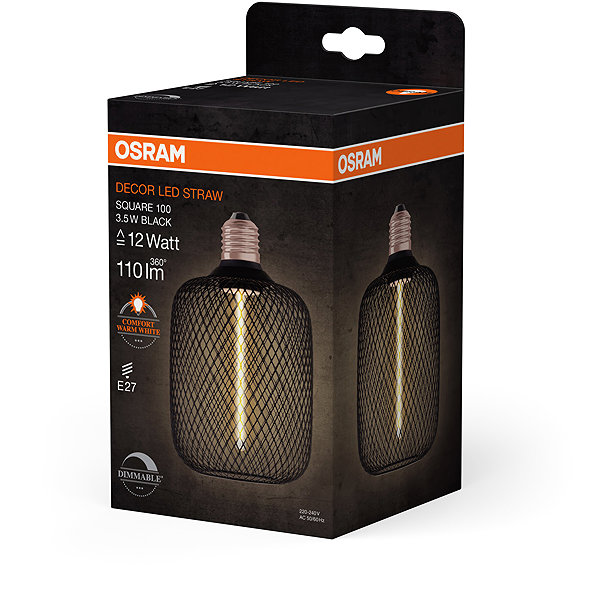 Ceiling light OSRAM straw LED ceiling light E27 SQUARE BLACK, tunable warm white .