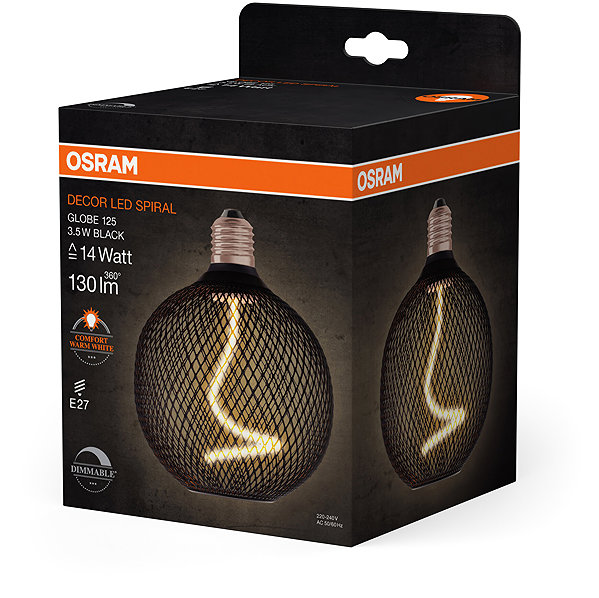 Ceiling light OSRAM spiral LED ceiling light E27 GLOBE BLACK, tunable warm white .
