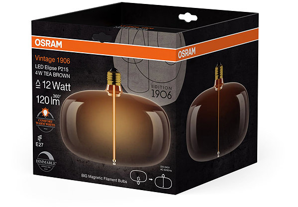 LED bulb OSRAM brown LED bulb E27 4W VINTAGE ELIPSE, warm white .