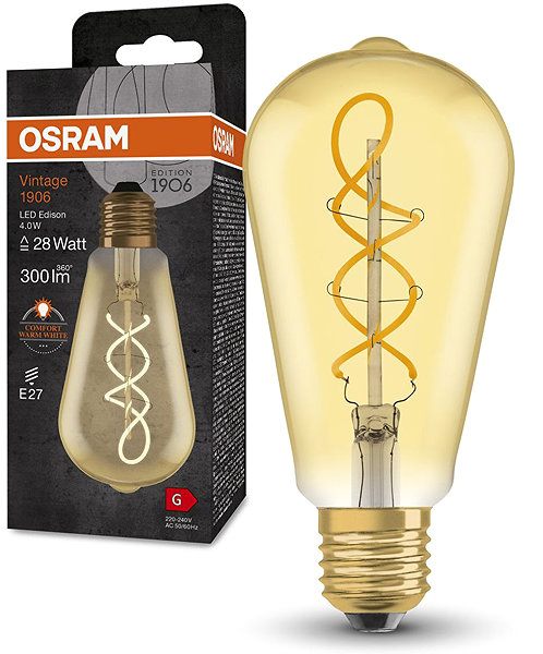 LED-Birne OSRAM LED-Lampe E27 4 W VINTAGE, warmweiß ...