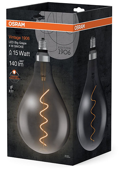 LED bulb OSRAM black LED spiral bulb E27 4 W VINTAGE, warm white .
