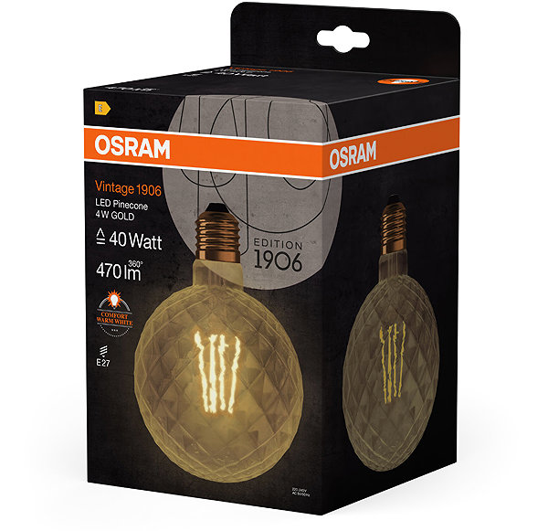 LED izzó OSRAM LED izzó, atipikus, E27, 4,5 W, VINTAGE 1906, meleg fehér ...