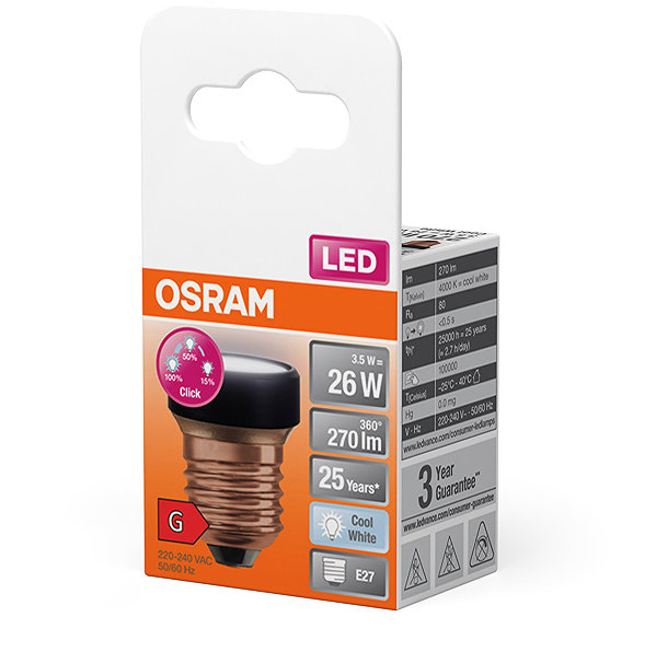 LED bulb OSRAM flat LED bulb dimmable 3.5W E27 STAR, cool white .