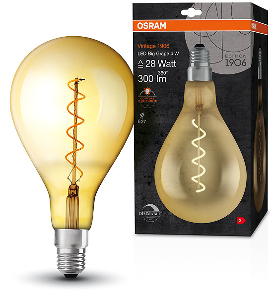 LED bulb OSRAM spiral LED dimmable bulb E27 4 W VINTAGE, warm white .