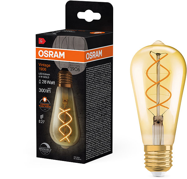 LED bulb OSRAM Retro LED dimmable bulb E27 4 W VINTAGE, warm white .