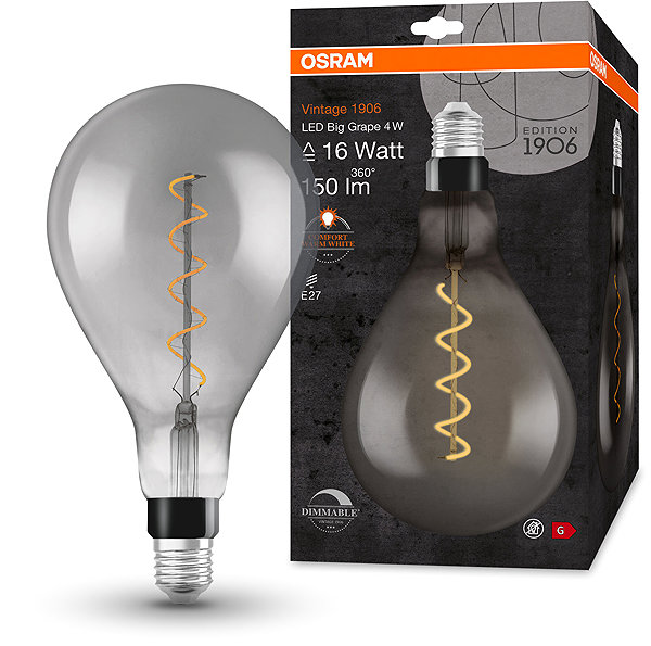 LED bulb OSRAM dimmable LED bulb E27 4 W VINTAGE GRAPE, warm white .