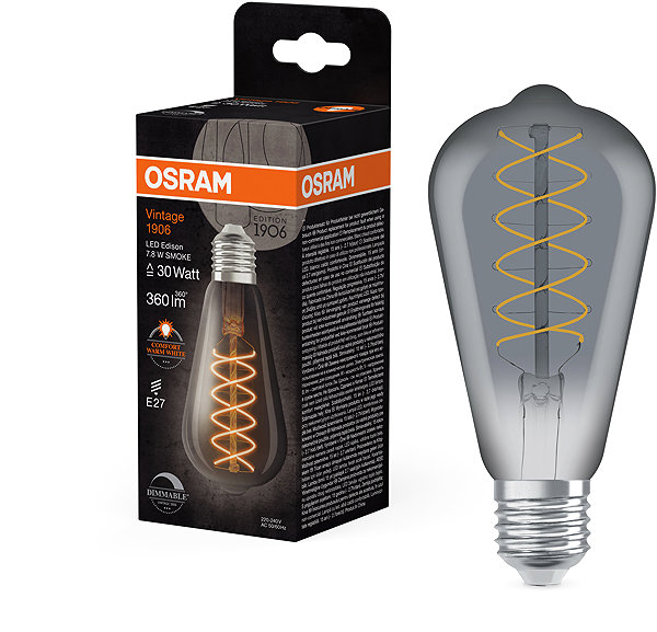 LED bulb OSRAM dimmable LED bulb E27 7,8 W VINTAGE EDISON, warm white .
