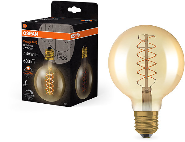 LED bulb OSRAM gold dimmable LED bulb E27 7 W VINTAGE, warm white .