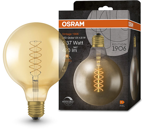 LED bulb OSRAM gold dimmable LED bulb E27 7 W GLOBE VINTAGE, warm white .