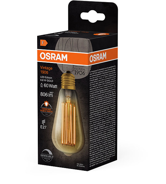 LED bulb OSRAM dimmable vintage LED bulb E27 8,8 W EDISON, warm white .