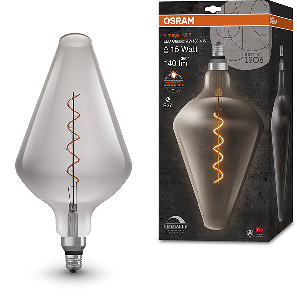 LED bulb OSRAM dimmable LED bulb E27 4 W VINTAGE CONE, warm white .