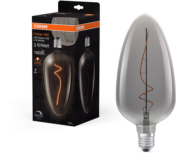 LED bulb OSRAM dimmable LED bulb E27 4 W VINTAGE 1906, warm white .