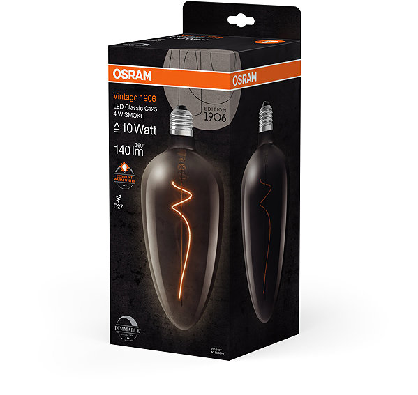 LED bulb OSRAM dimmable LED bulb E27 4 W VINTAGE 1906, warm white .