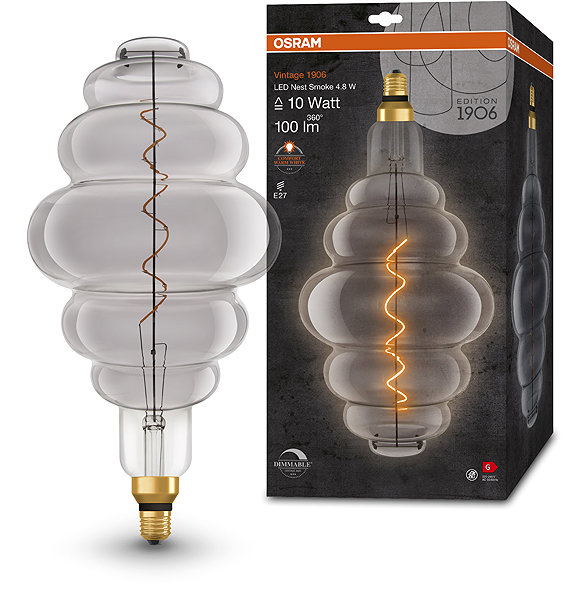 LED bulb OSRAM dimmable dimmable LED bulb E27 4,8 W VINTAGE 1906, warm white .