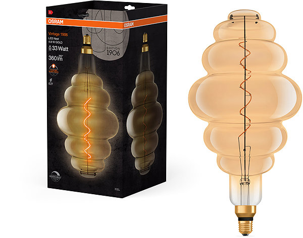 LED bulb OSRAM Vintage LED bulb E27 4,8 W GOLD VINTAGE, warm white .