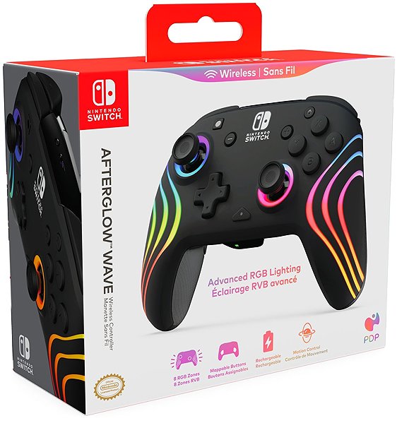 Gamepad PDP Afterglow Wave Wireless Controller - Black - Nintendo Switch ...