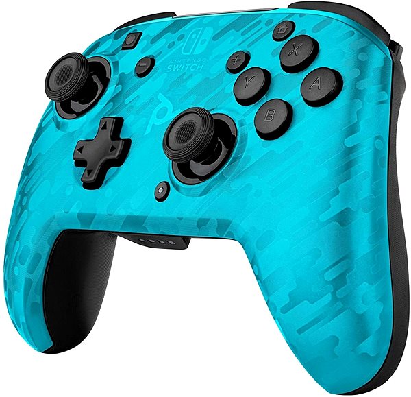 Gamepad PDP Faceoff Wireless Controller - Blue Camouflage - Nintendo Switch Lateral view