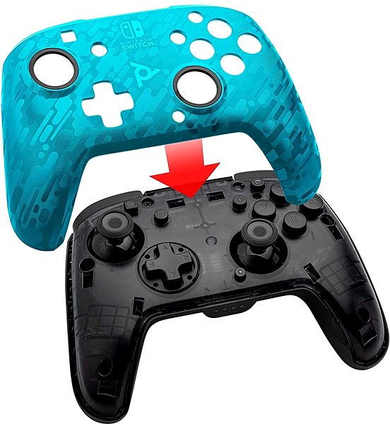 Gamepad PDP Faceoff Wireless Controller - Blue Camouflage - Nintendo Switch Features/technology