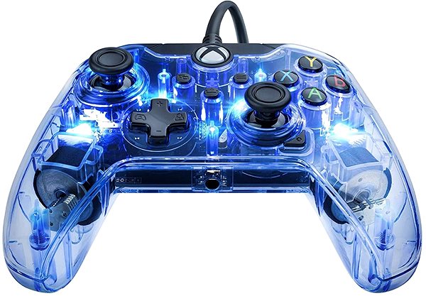 Gamepad PDP Afterglow Wired Controller - Transparent Glowing - Xbox Lateral view