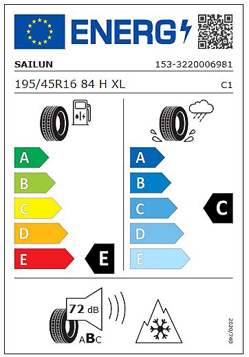 Zimná pneumatika Sailun Ice Blazer Alpine+ 195/45 R16 XL 84 H Energetický štítok