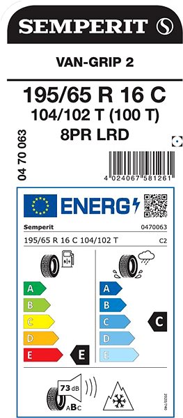 Zimná pneumatika Semperit Van-Grip 2 195/65 R16 C 104 T Energetický štítok