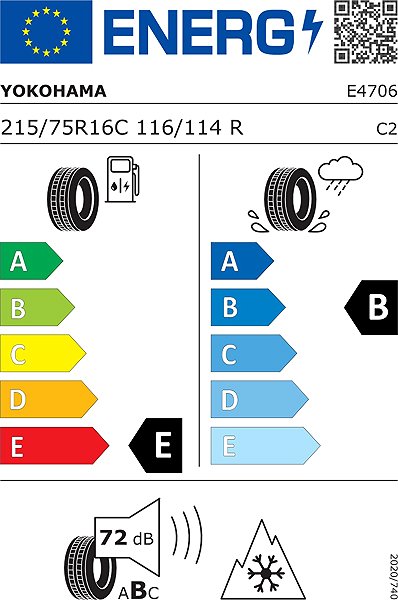 Zimní pneumatika Yokohama WY01 215/75 R16 99R Energetický štítek