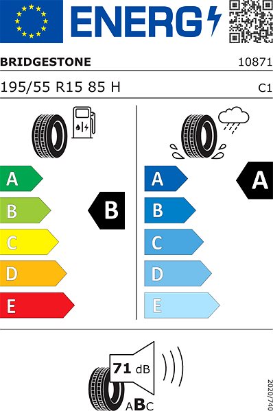 Letní pneu Bridgestone Turanza T005 195/55 R15 85 H Energetický štítek