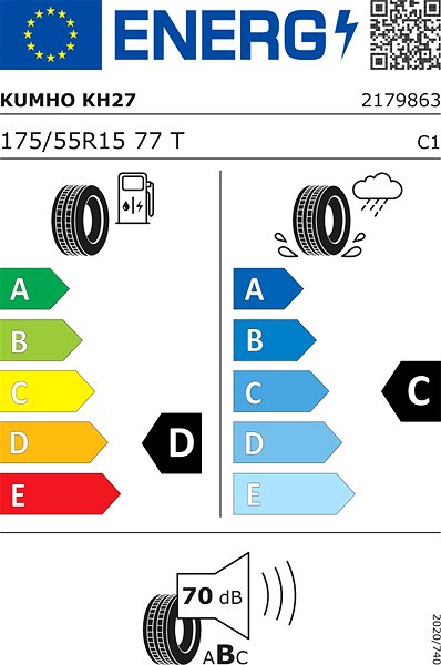 Letná pneumatika Kumho Ecowing ES01 KH27 175/55 R15 77  T Energetický štítok