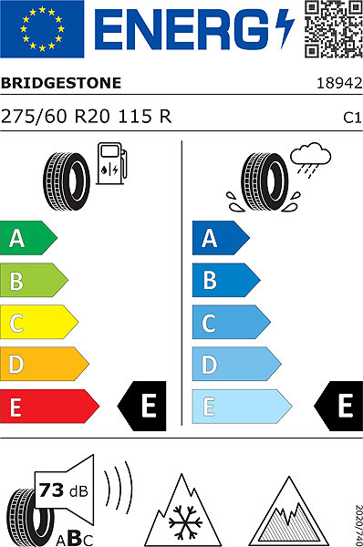 Zimní pneumatika Bridgestone Blizzak DM-V3 275/60 R20 115 R Energetický štítek