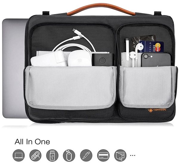Taška na notebook tomtoc Messenger – 16" MacBook Pro 2019, čierna