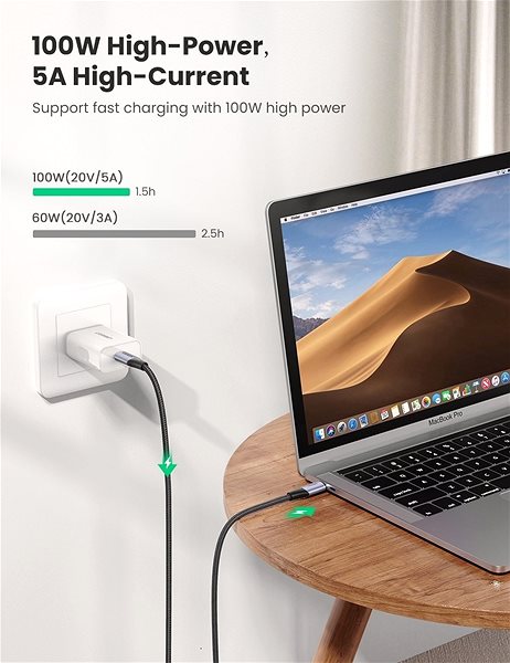 Data Cable Ugreen USB-C 3.1 GEN2 Thunderbolt 3 100W Data Cable 1m Connectivity (ports)