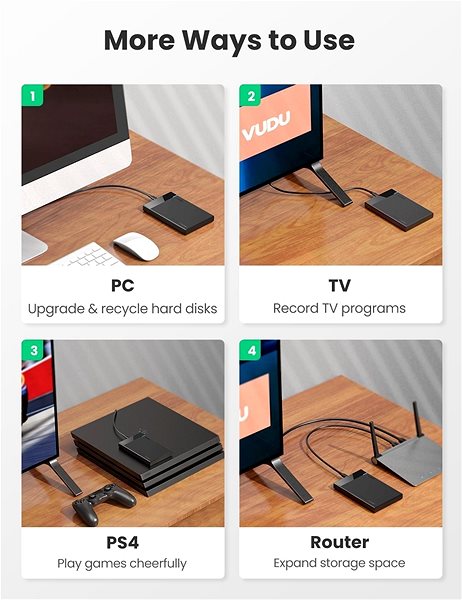 Külső merevlemez ház UGREEN USB-C 3.1 to 2,5'' SATA Hard Drive Enclosure ...