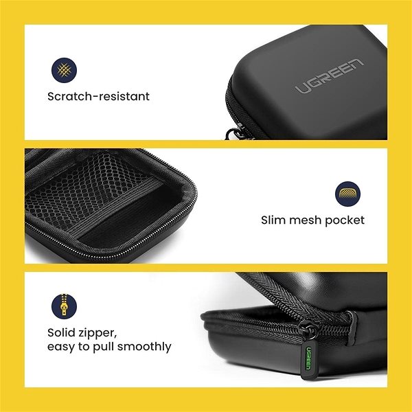 Fülhallgató tok Ugreen Earphone & Cable & Charger Multi-functional Case Black Jellemzők/technológia