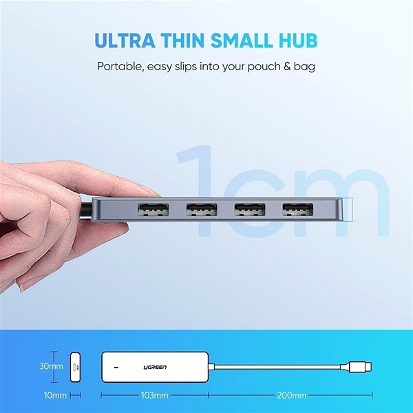 USB Hub Ugreen USB-C 3.0 zu 4 Ports HUB Anschlussmöglichkeiten (Ports)