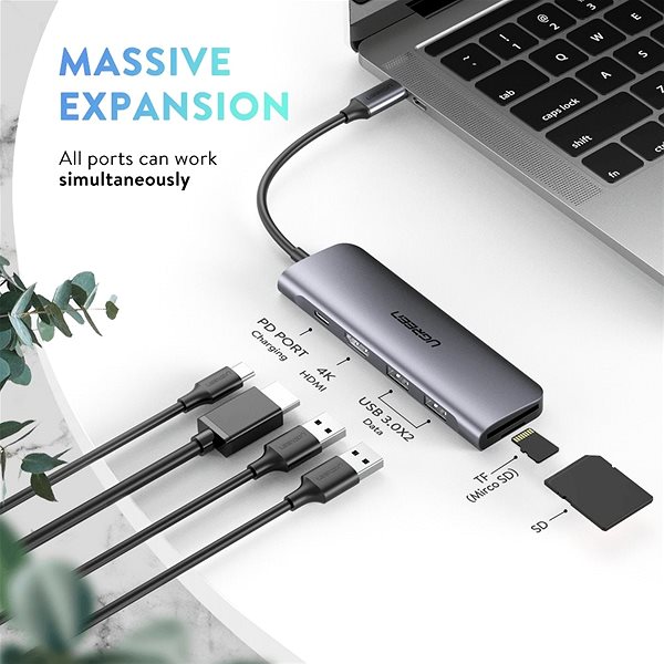 Port Replicator Ugreen USB-C To HDMI, 2 x USB-A 3.0, SD/TF+PD Converter Connectivity (ports)