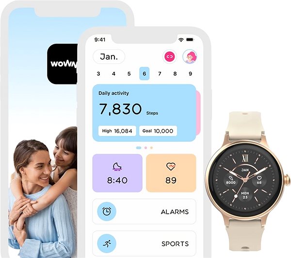 Smart Watch WowME Round Mini rose-gold ...