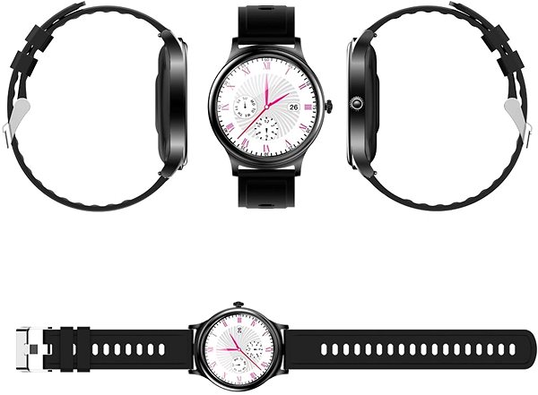 Smartwatch WowME Roundwatch schwarz/grün Seitlicher Anblick