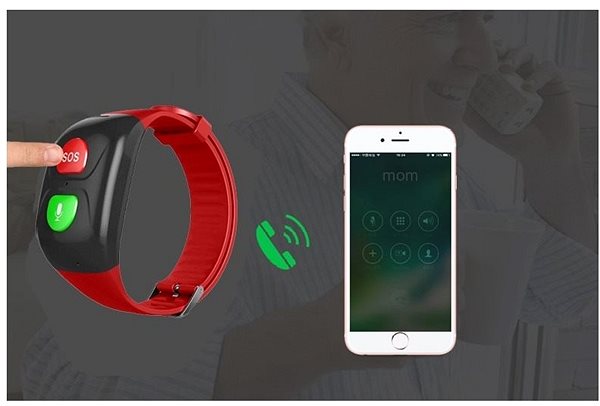 Smart Watch WowME Senior SOS Band, Red Lifestyle