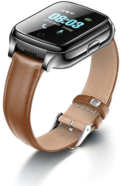 Smart Watch WowME Senior Watch Black Leather Lateral view